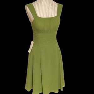 NWT Azazie Olive Green A-Line Sleeveless Wedding Guest Date Dress Small